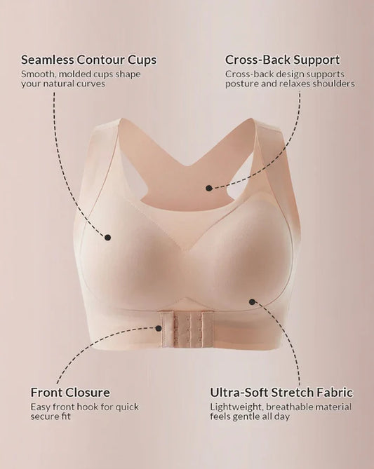 ✨Last Day: ⚡50% Off Tiworld™ Front Closure Cross-Back Wireless Bra for Comfort & Support
