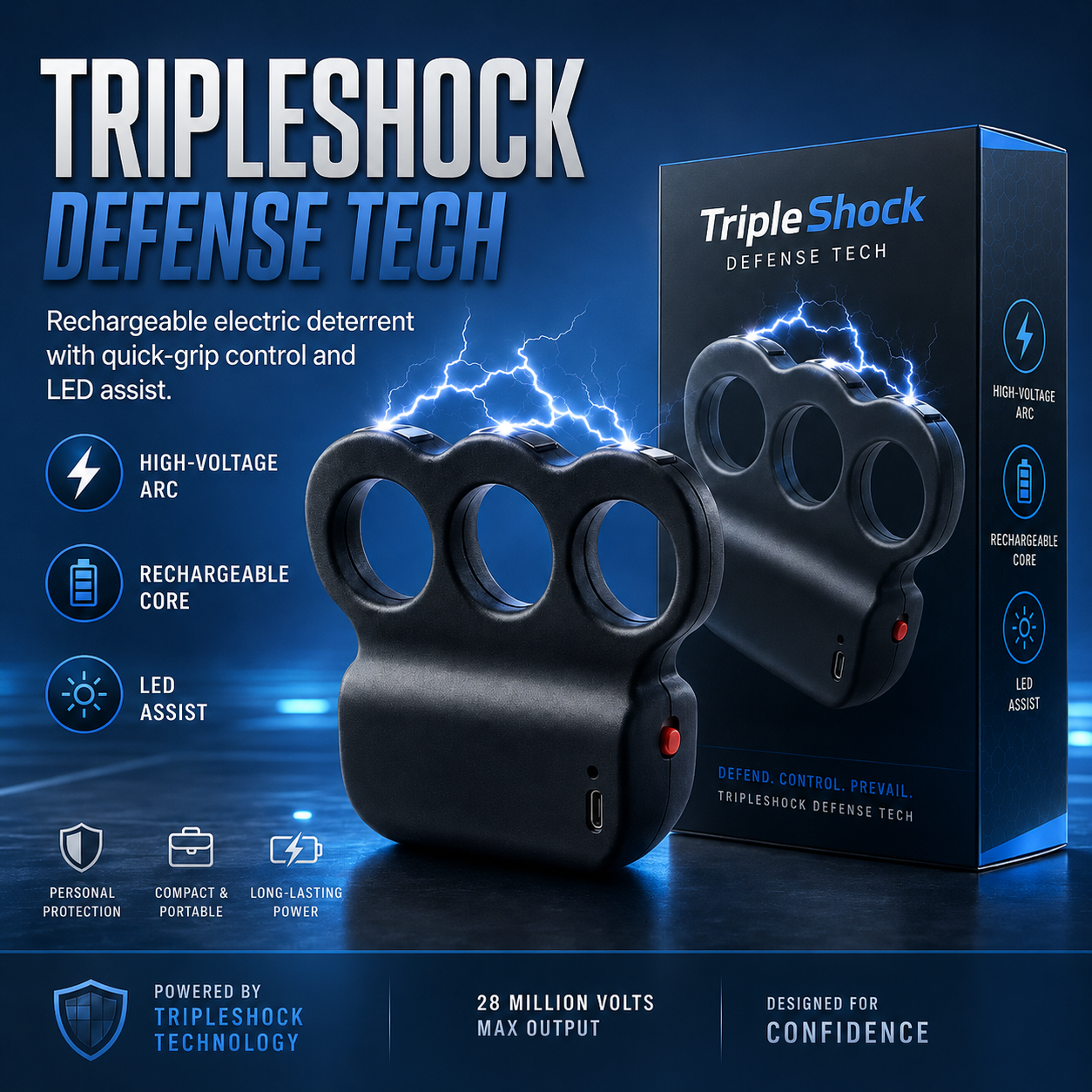 2026 TripleShock Stun Device – Powerful Personal Defense & Deterrent Protection